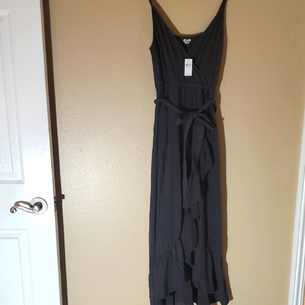 aerie Black Maxi Dress with Tie Waist